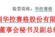新昌华控赛格董事长、董秘、副总经理三高管同日辞职